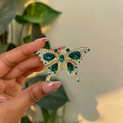 Emerald Luxe Butterfly Brooch