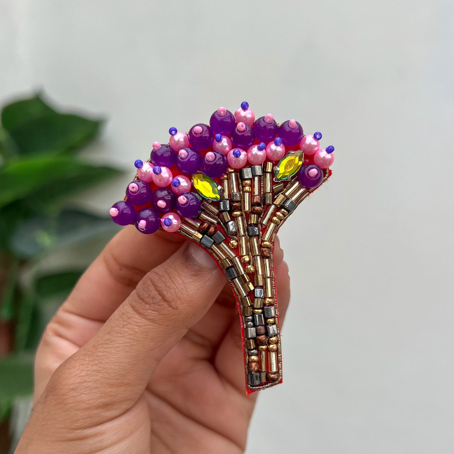 Berry Bunch Handmade Beaded Brooch