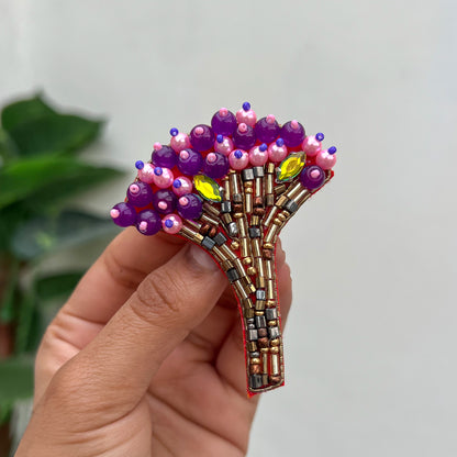 Berry Bunch Handmade Beaded Brooch