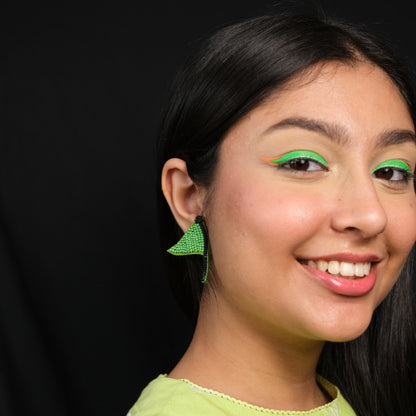 Green Flag Handmade Beaded Earrings