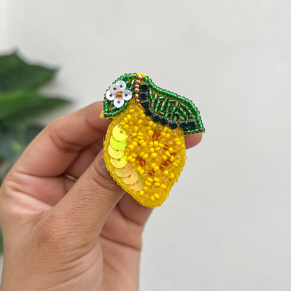 Lemon Handmade Beaded Brooch