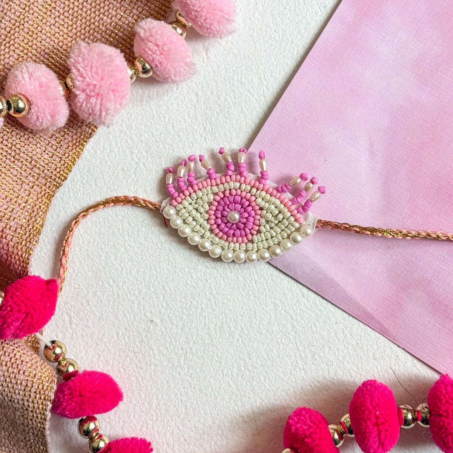 Rakshak Pink Handmade Beaded Rakhi