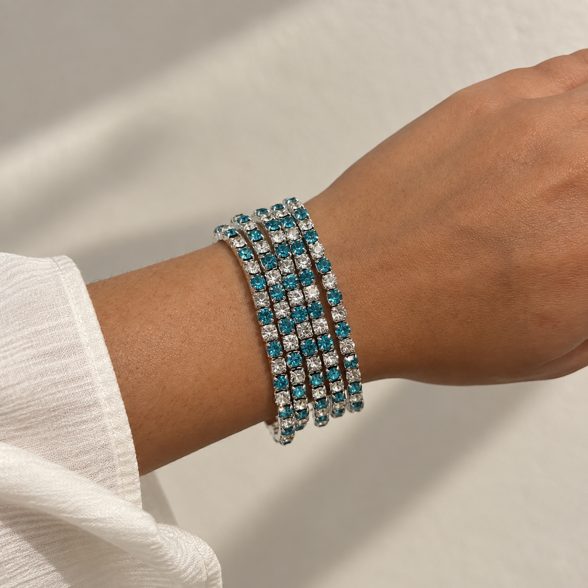 Blue Crystal Tennis Bracelet