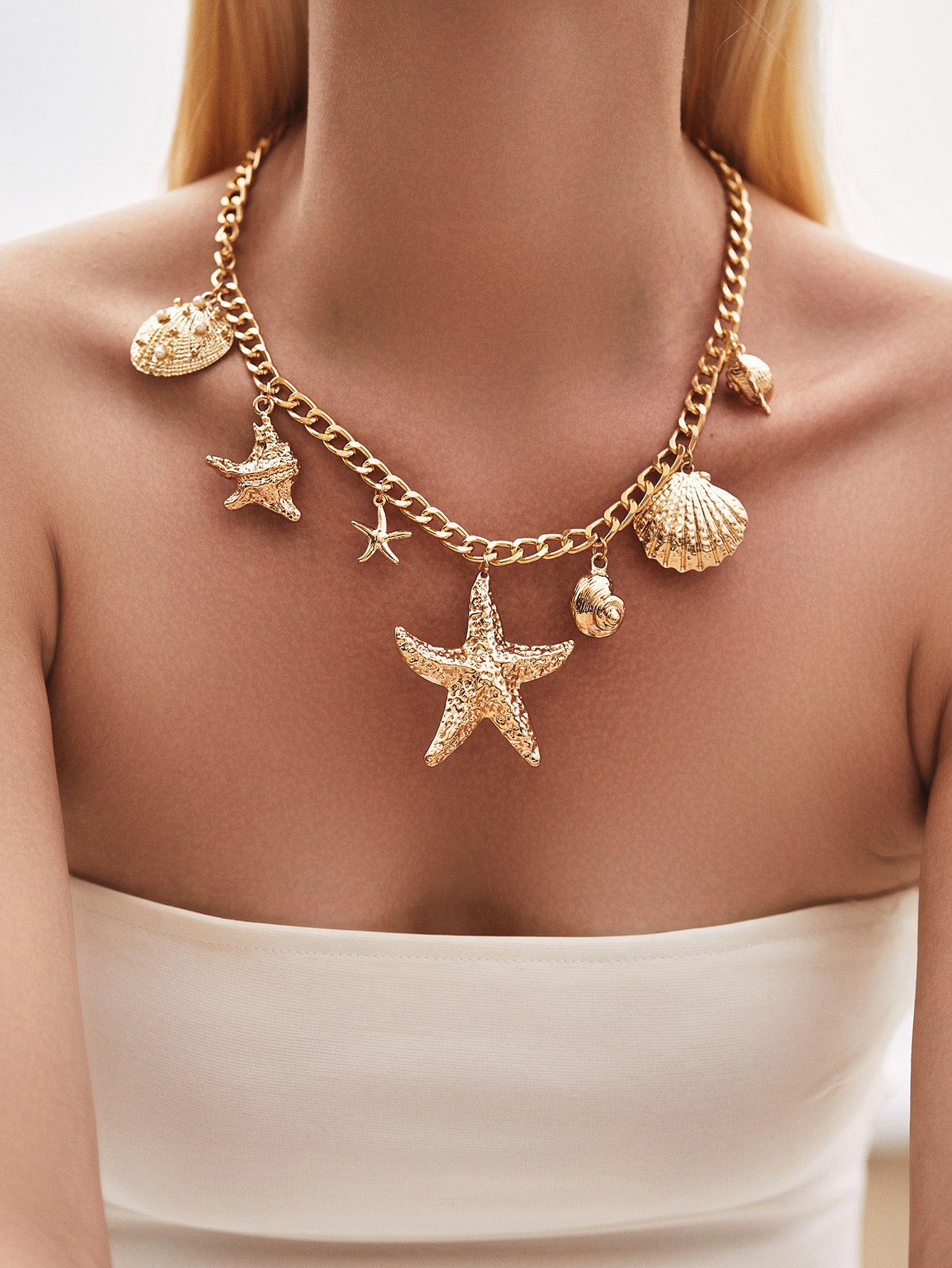 Beach Charm Chunkey Metal Neckpiece