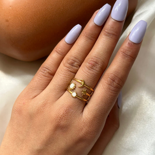 Celestial White Glow Gold Ring