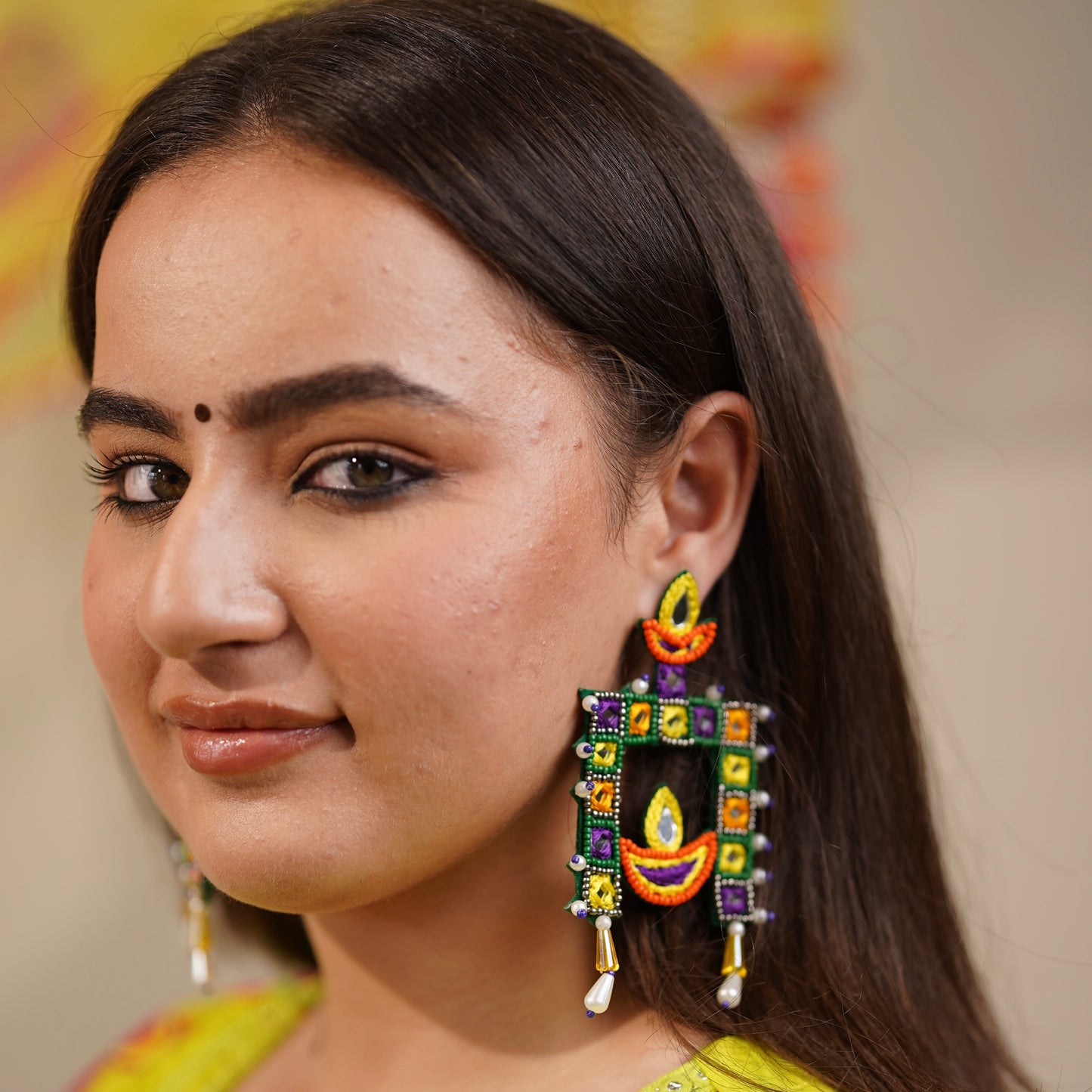 Angna Jarokha Diya Handmade Beaded Earrings Pre Order