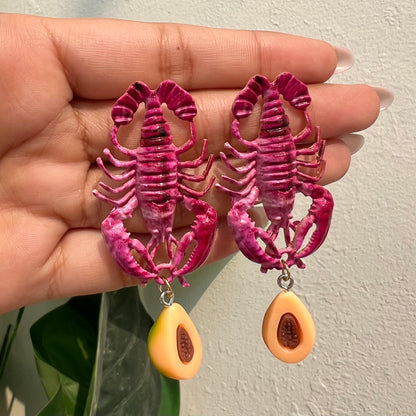 Lobster & Papaya Drop Earrings