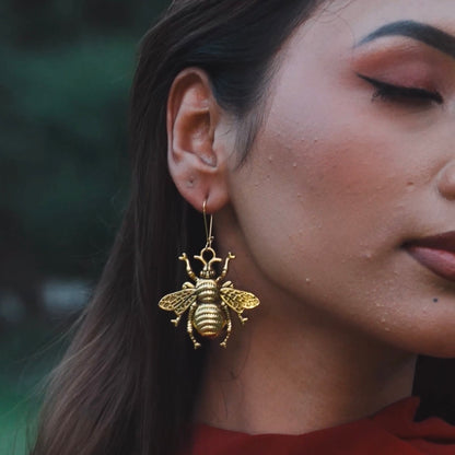 Golden Bee Metal Earrings