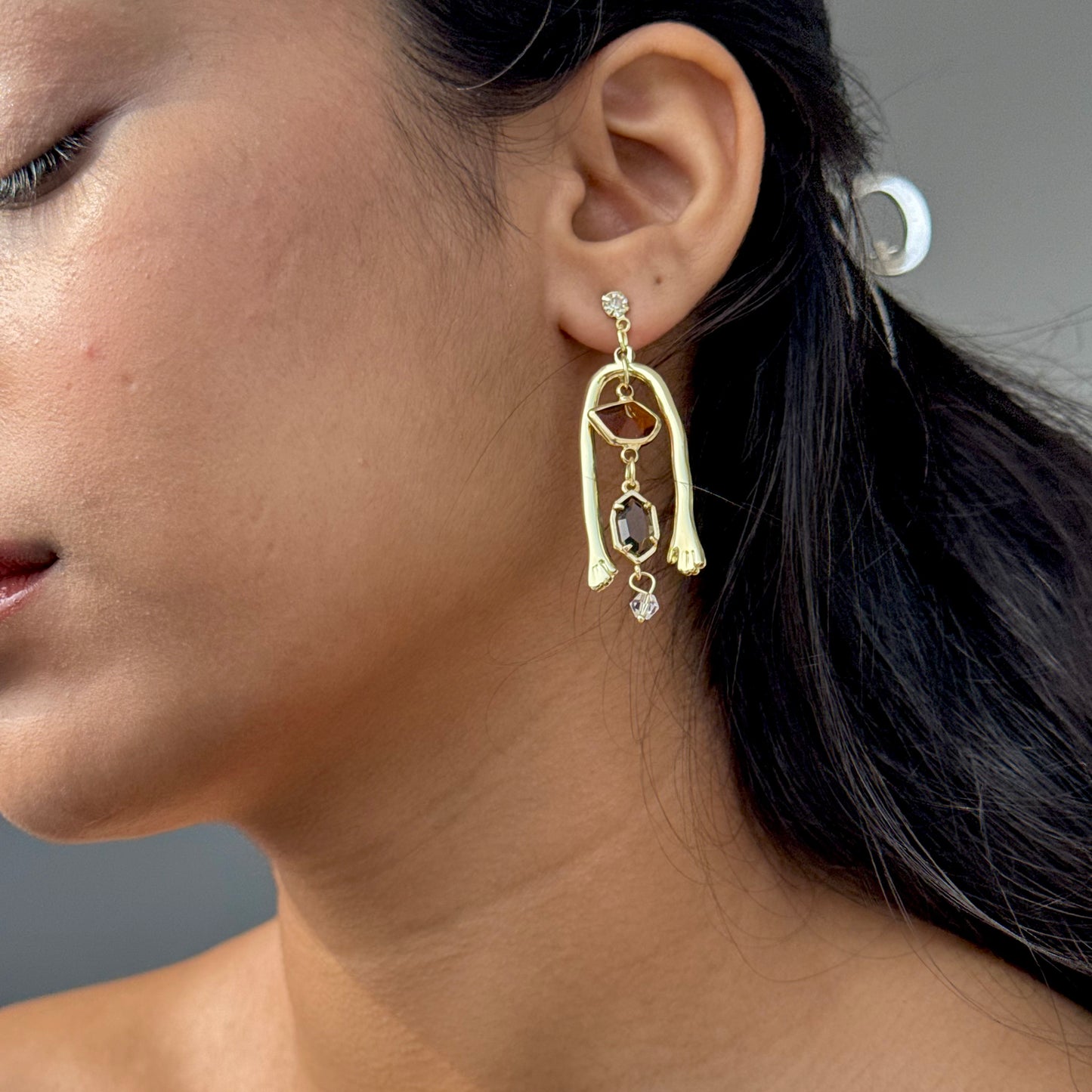 Mismatched Geometric Stone Earrings