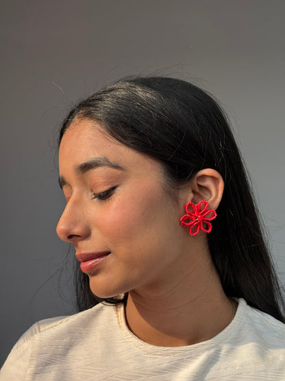 Bebo Red Flower Stud