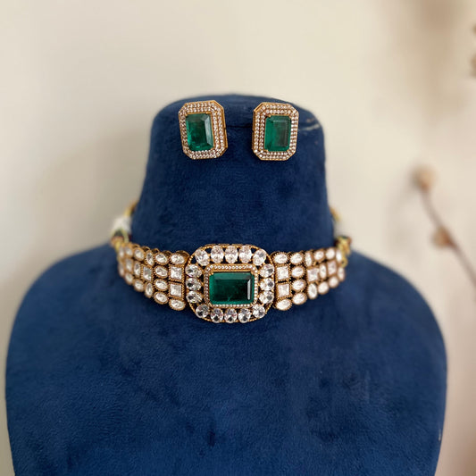 Rajkumari Emerald Choker Set