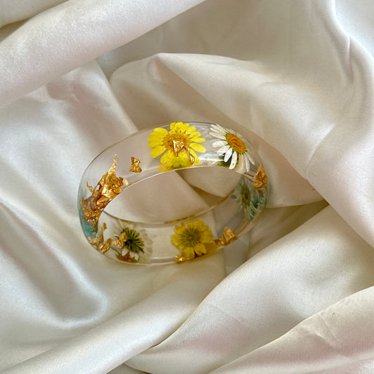 Clear Floral Resin Bangle