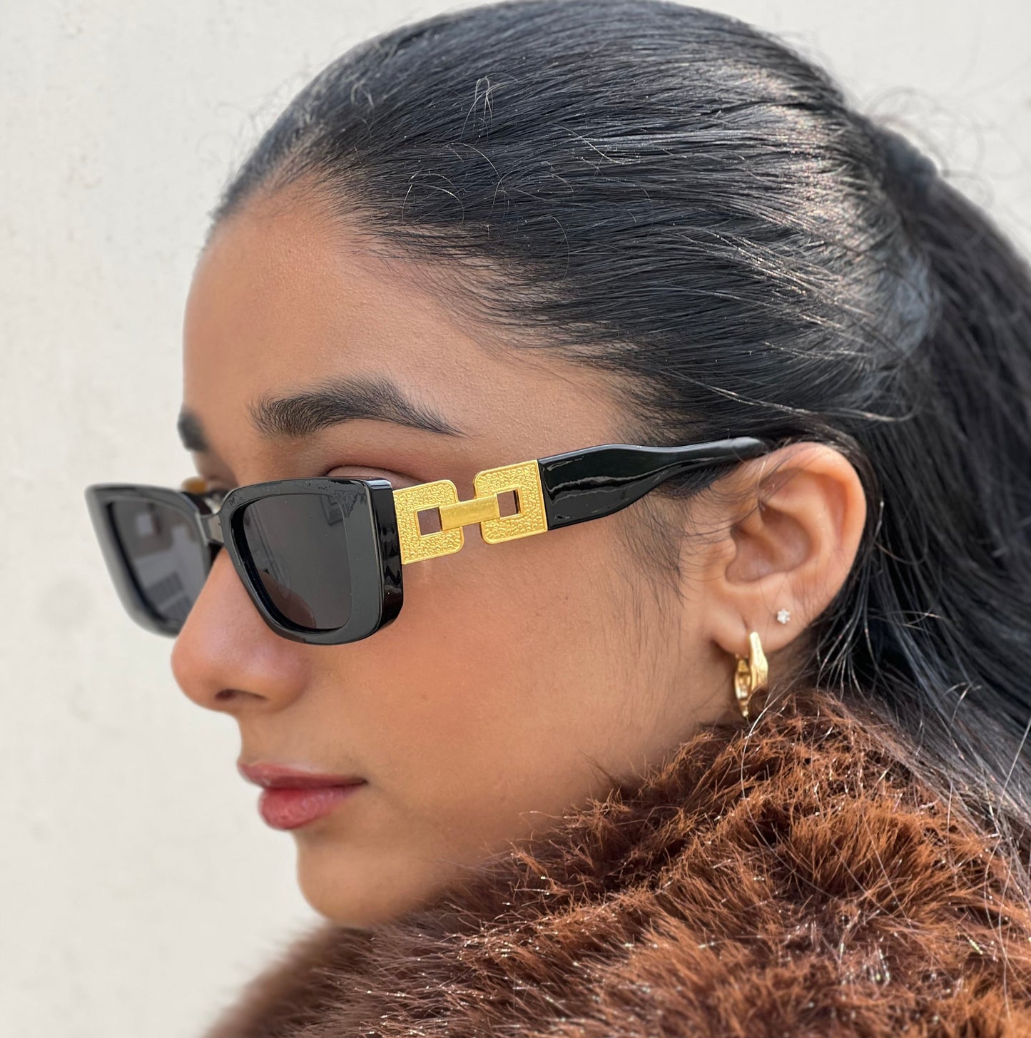 Imperial Black Rectangular Sunglasses