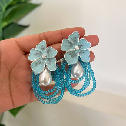 Aqua Bloom Cascade Earrings