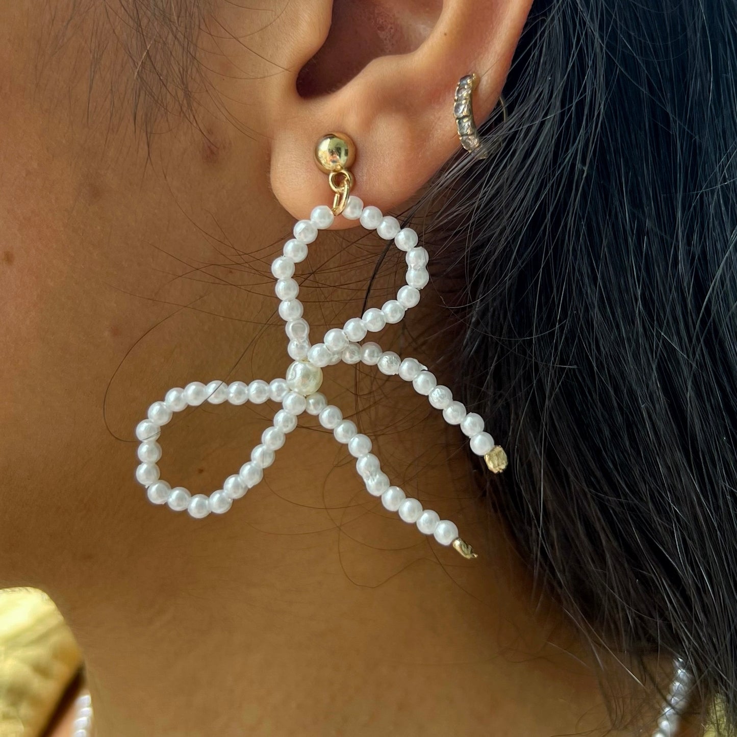 Ethereal Bow Handmade Pearl Earrings