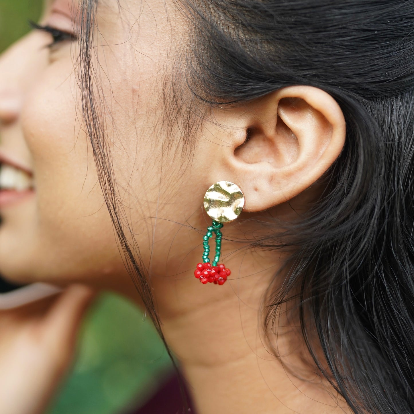 Cherry Blossom Handmade Beaded Earrings