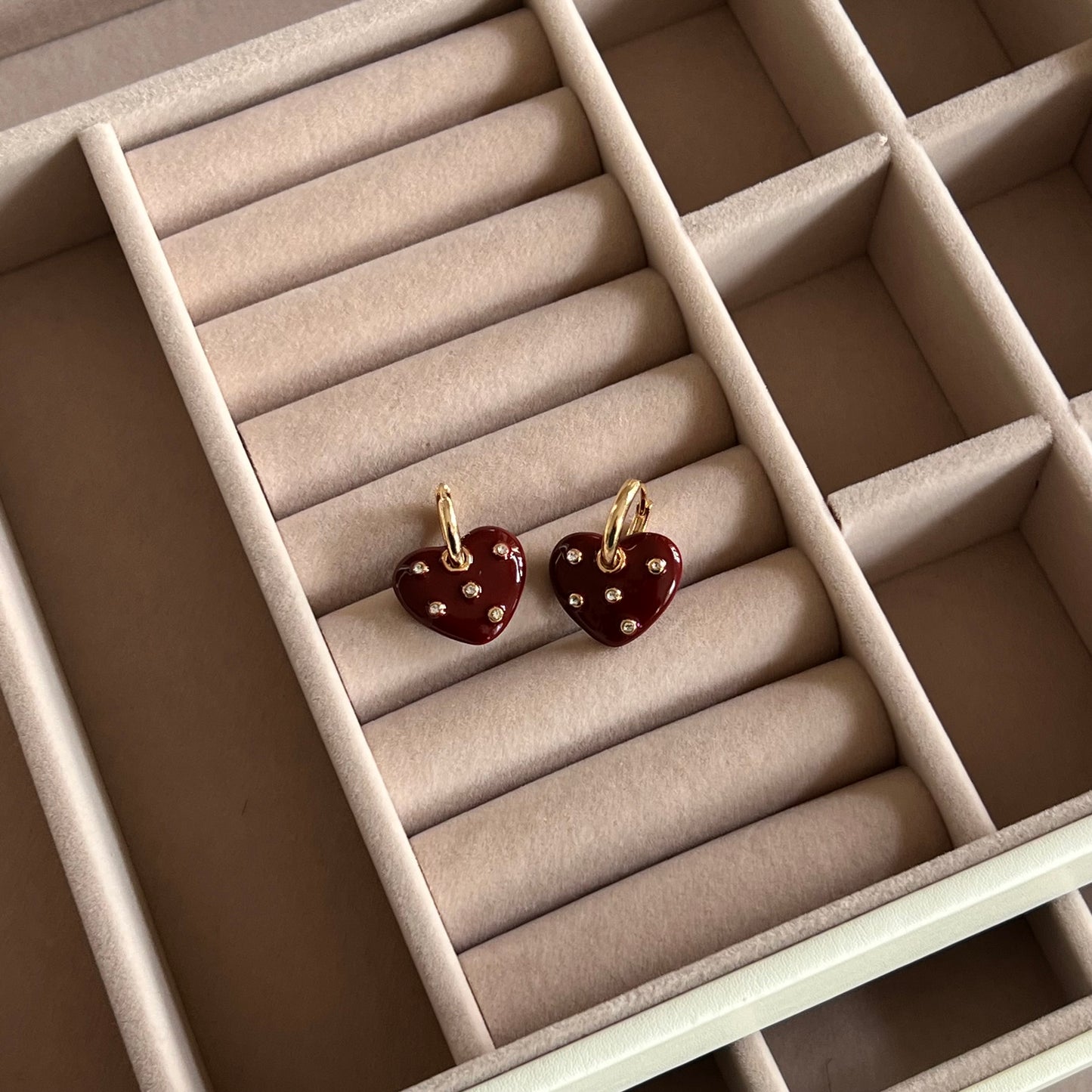 Burgundy Heart Hoops