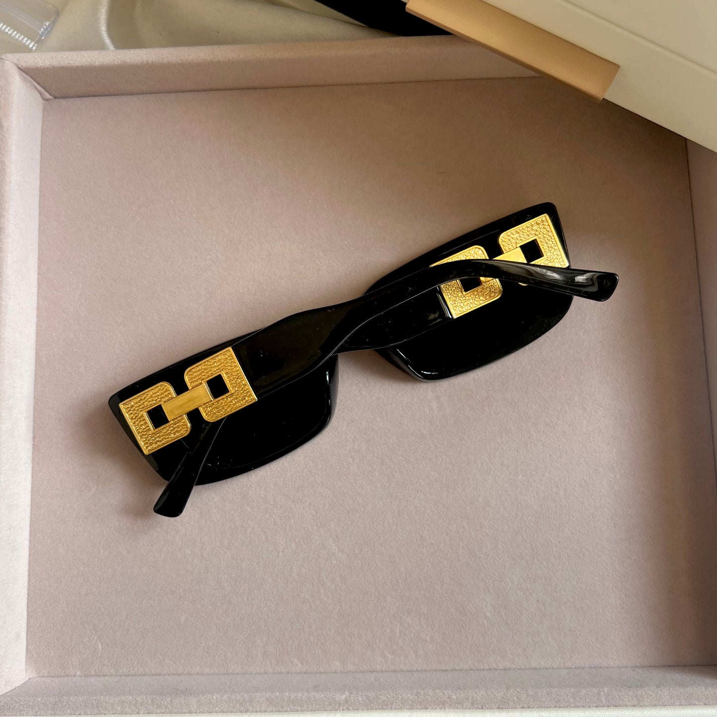 Imperial Black Rectangular Sunglasses