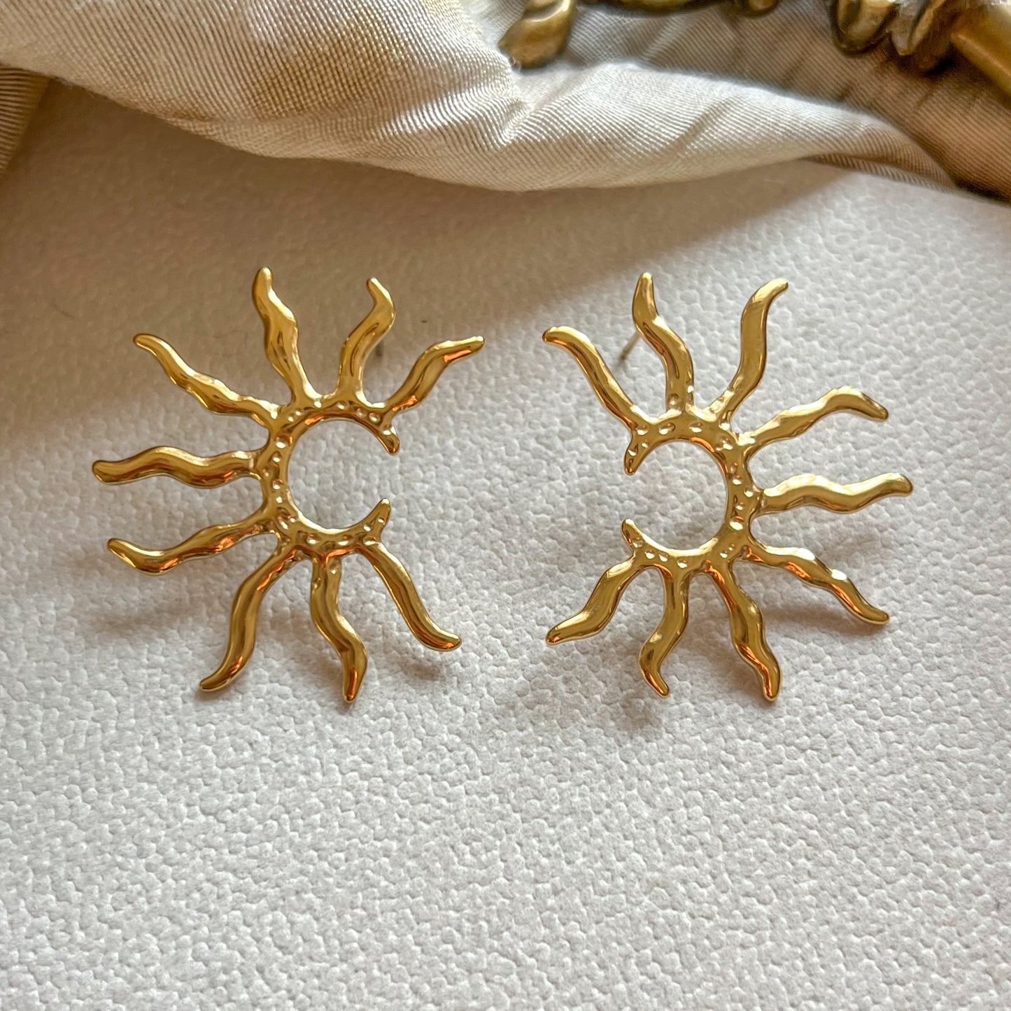 Golden Sunburst Statement Earrings