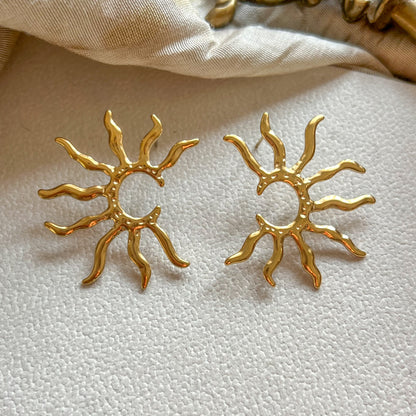 Golden Sunburst Statement Earrings