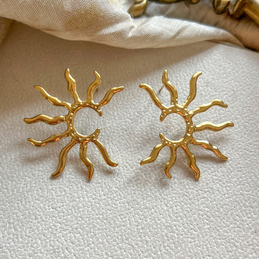 Golden Sunburst Statement Earrings