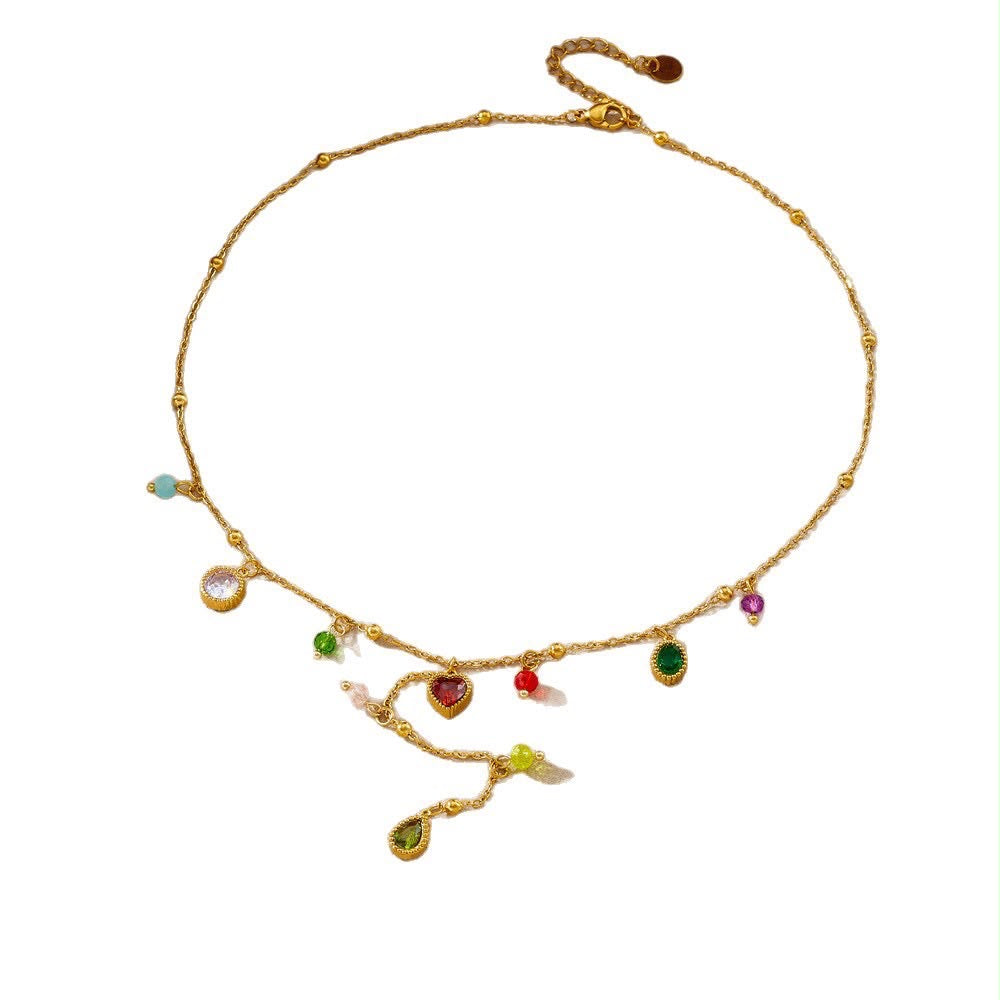 Multi Stone Charm Y Necklace