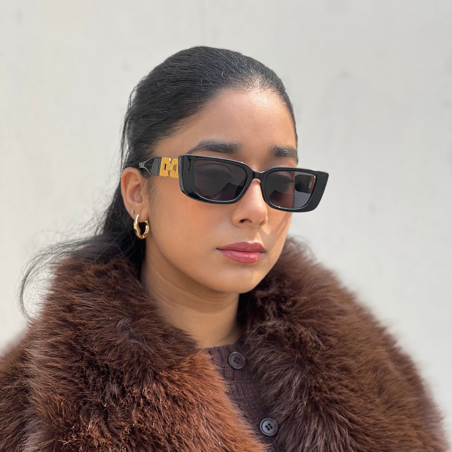 Imperial Black Rectangular Sunglasses