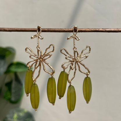 Olive Bloom Statement Earrings