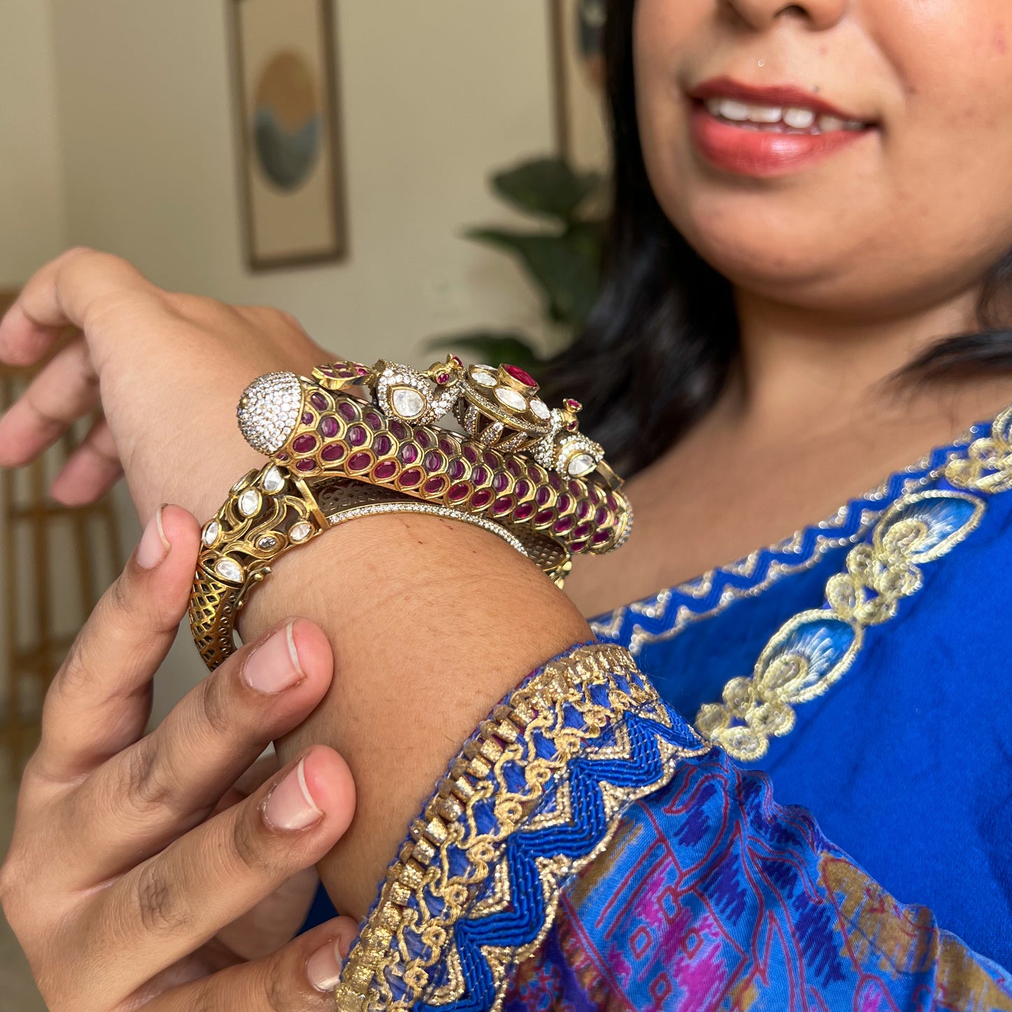 Royal Peacock Handcrafted Kundan Kada