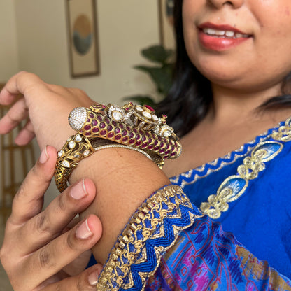 Royal Peacock Handcrafted Kundan Kada