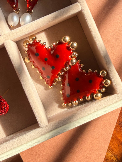 Dot Heart Stud Earrings