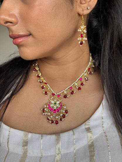 Begum Ruby Kundan Pearl Necklace Set