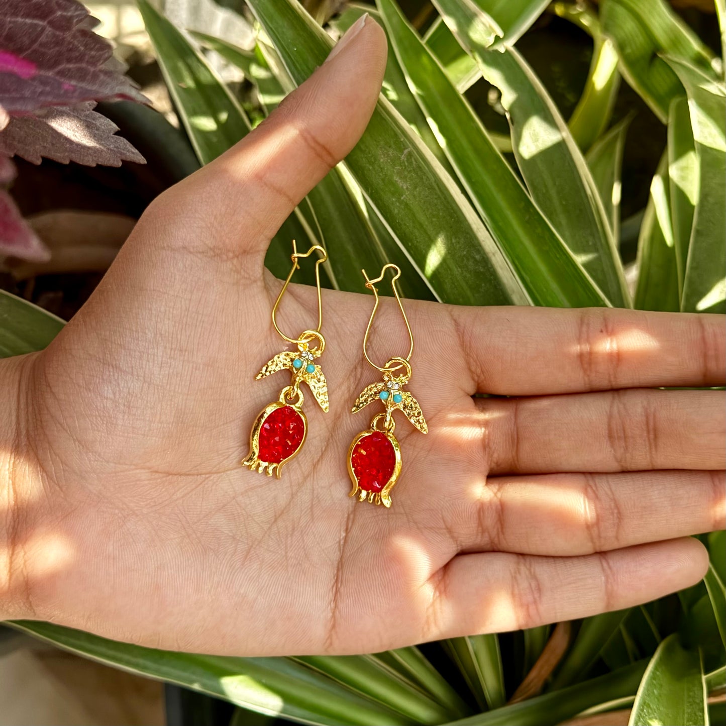 Pomegranate Metal Drop Earring