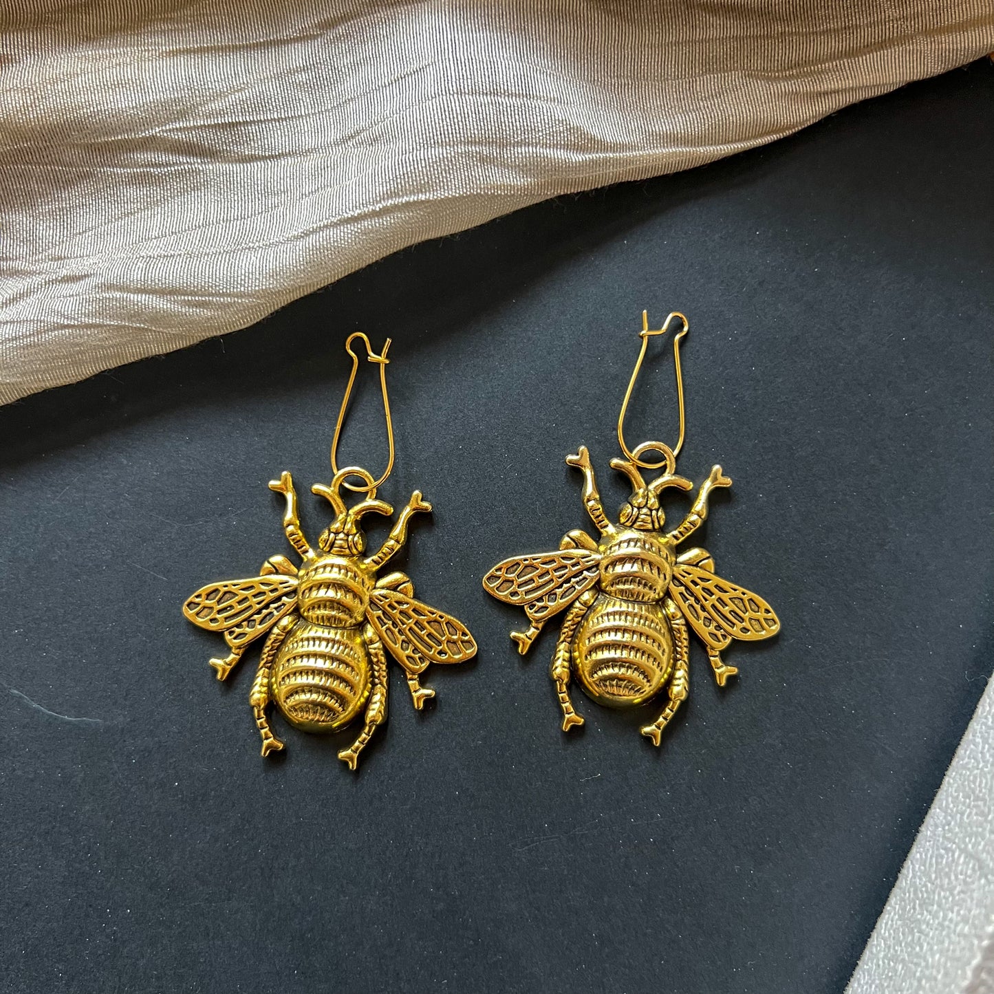 Golden Bee Metal Earrings