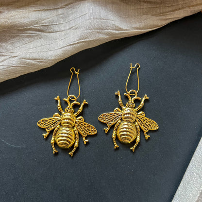 Golden Bee Metal Earrings