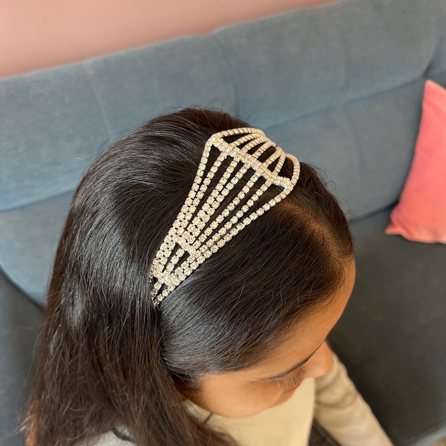 Shimmering Crystal Mesh Hairband