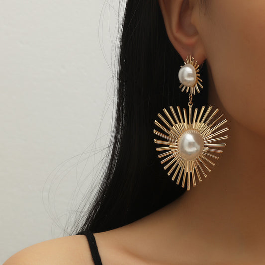 Gold Pearl Heart Earrings