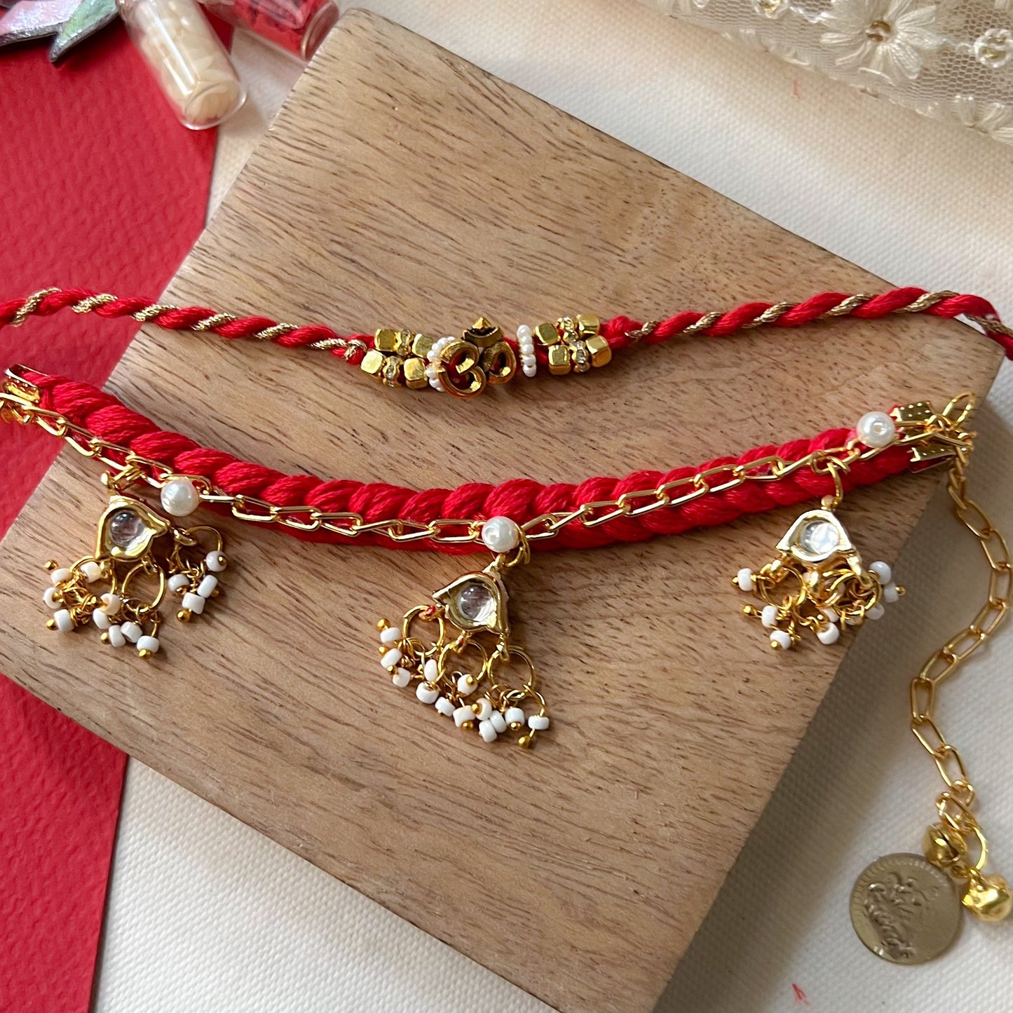 Om Bhai-Bhabhi Rakhi & Lumba Set