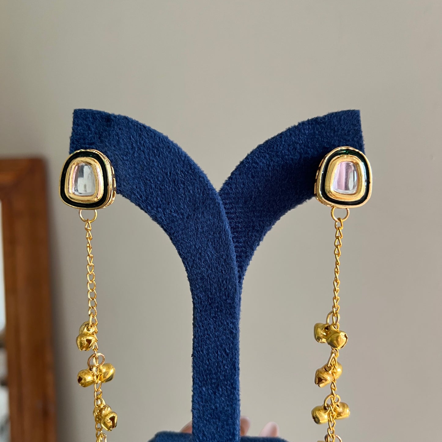 Kundan Meenakari Long Chain Earrings