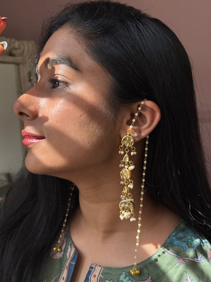 Chaand Long Peal Earring