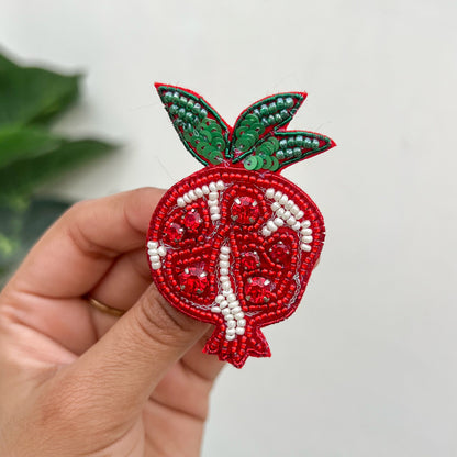 Pomegranate Handmade Beaded Brooch