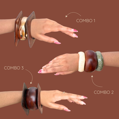 Earthly Brown Wooden Bangle Combo