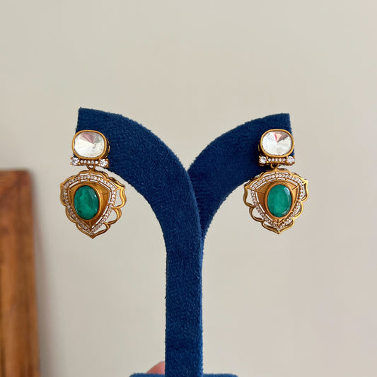 Gulmohar Emerald Drop Earrings