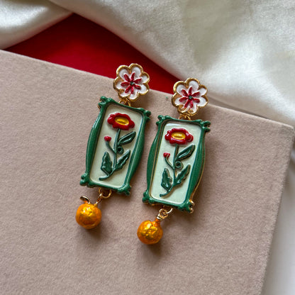 Bloom Frame Drop Earrings