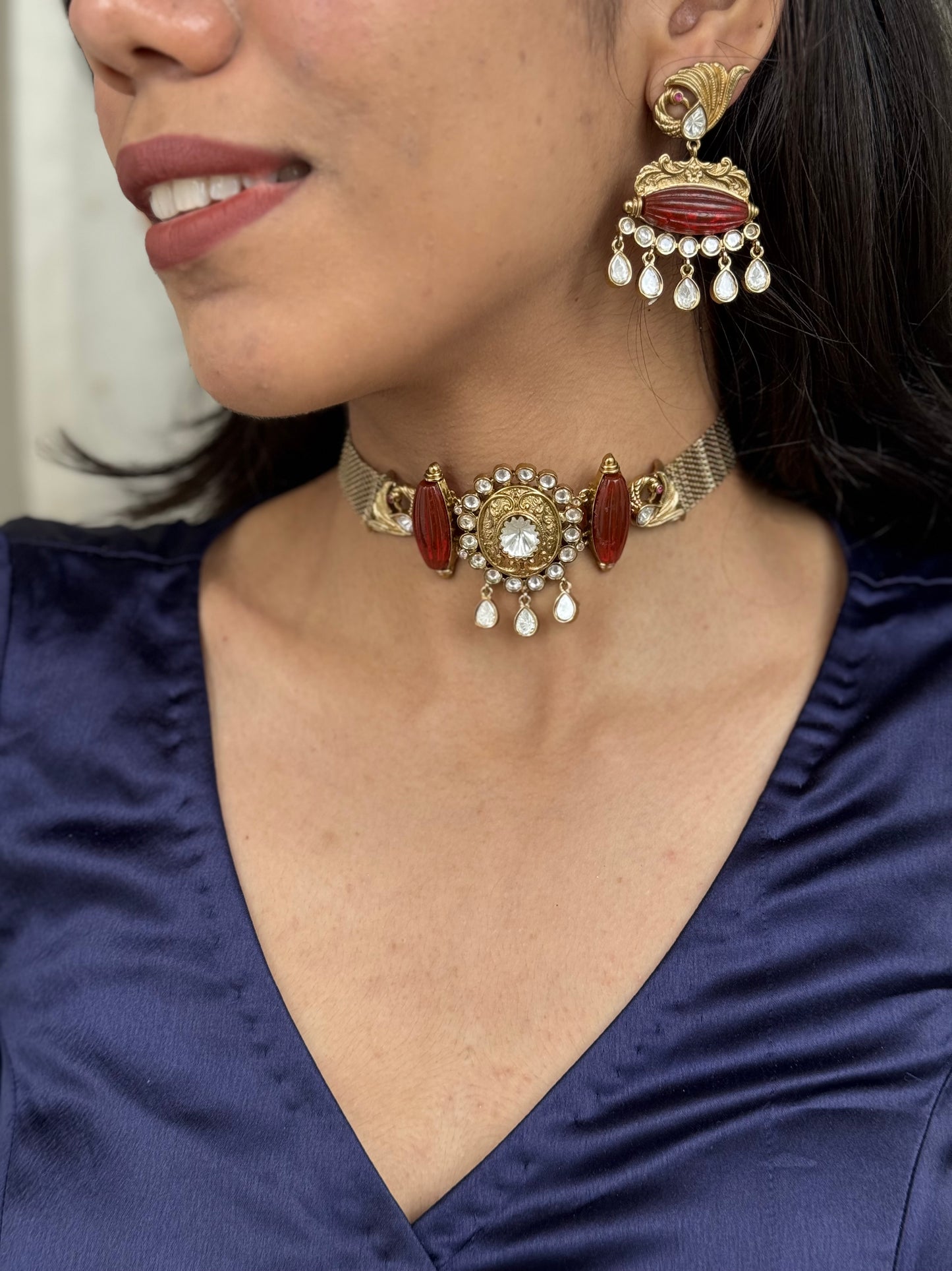 Malika Antique Kundan Necklace Set