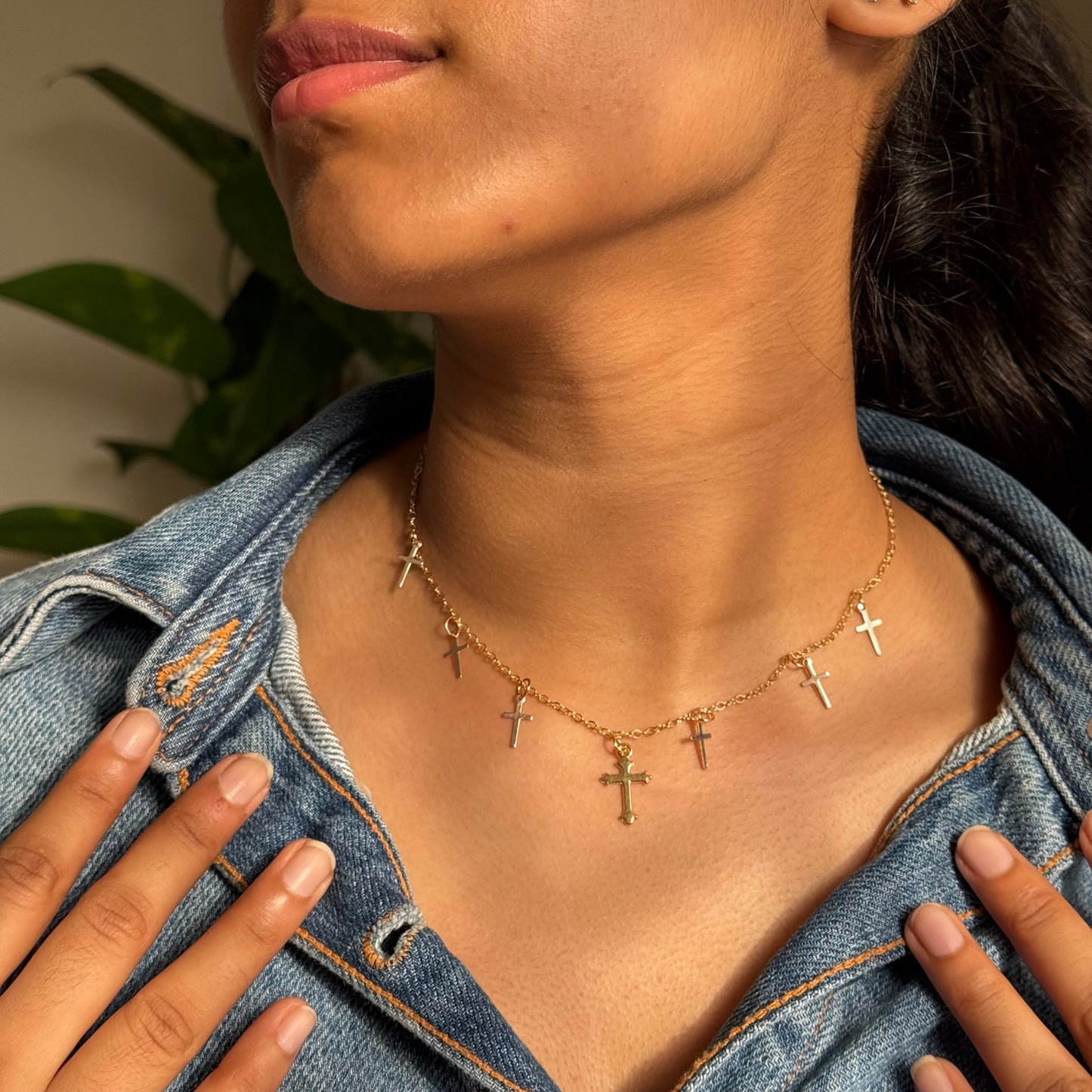 Celeste Cross Metal Necklace