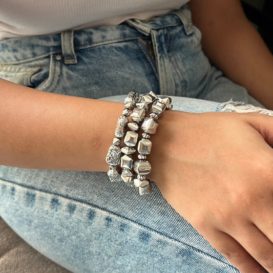 Anti Tarnish Silver Cascade Stackable Bracelets