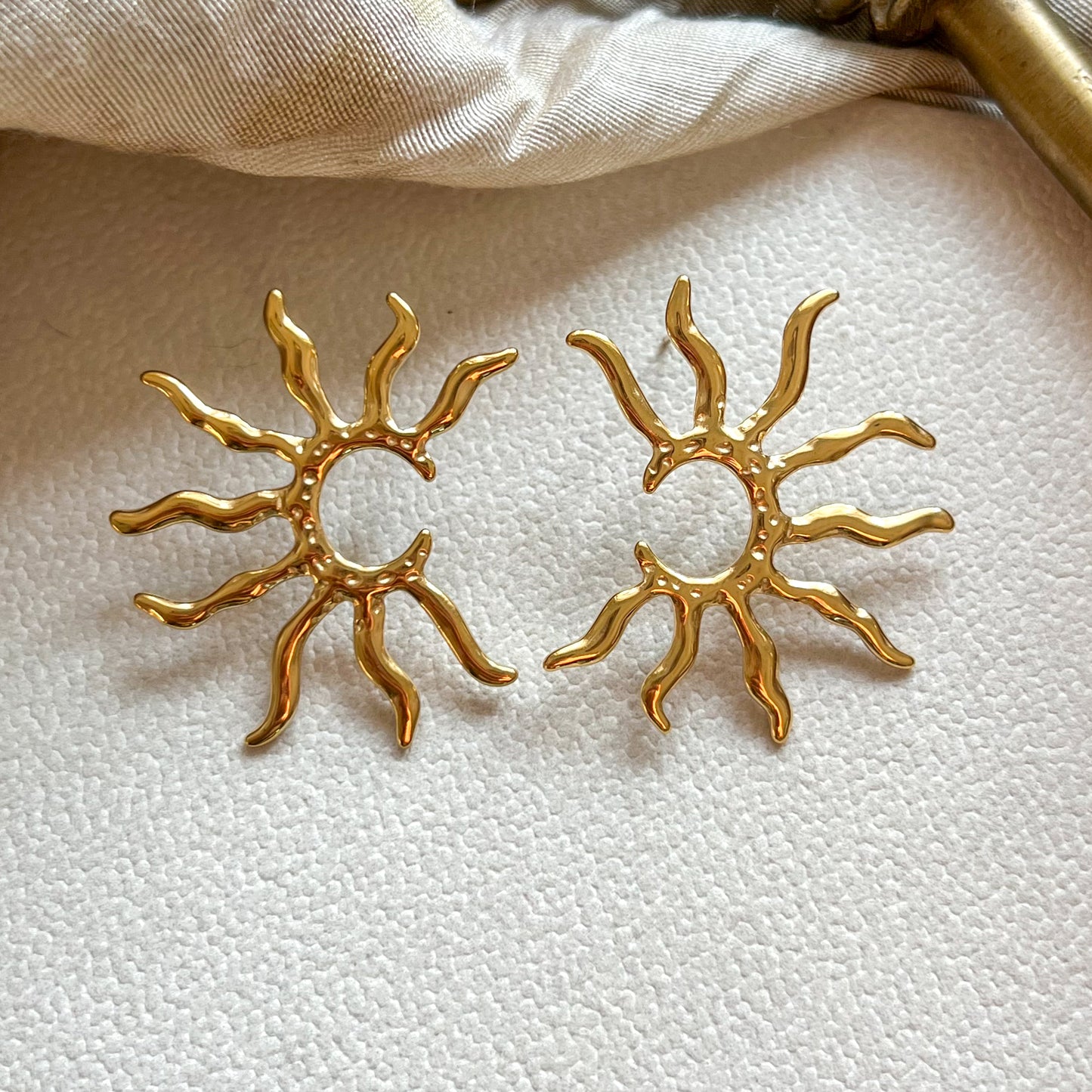 Golden Sunburst Statement Earrings