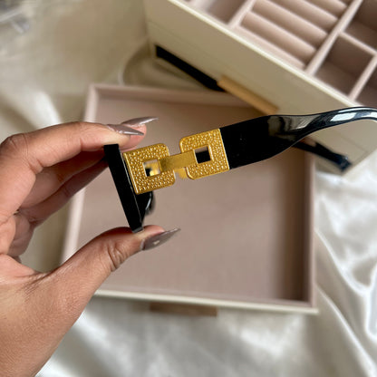 Imperial Black Rectangular Sunglasses