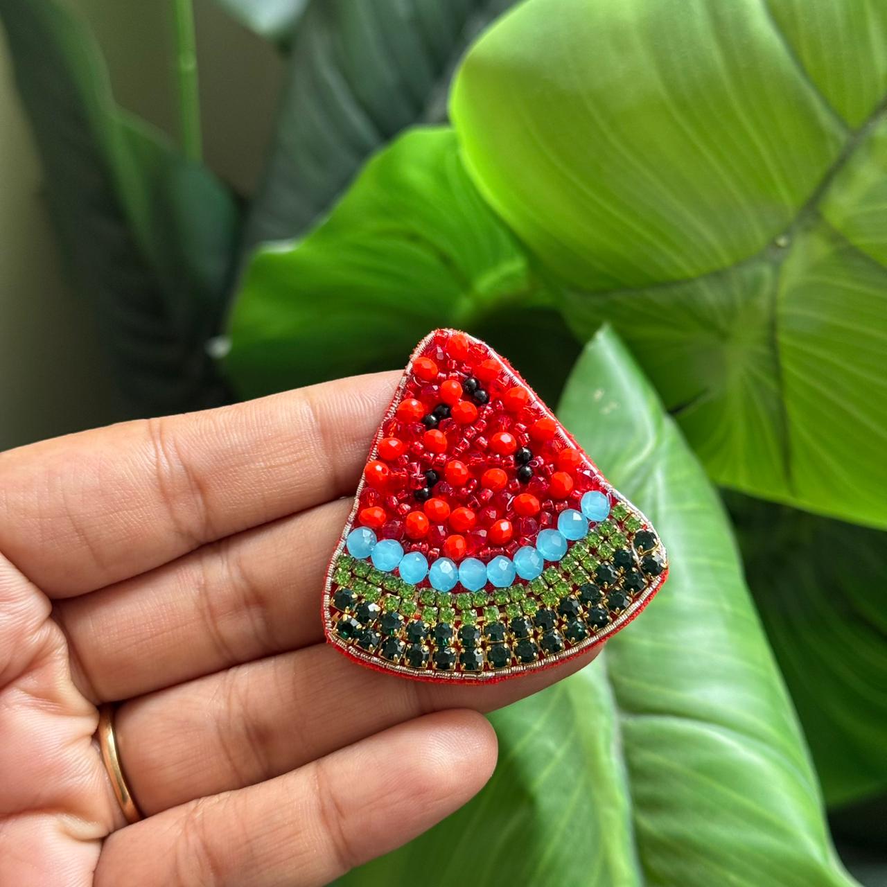 Watermelon Handmade Beaded Brooch